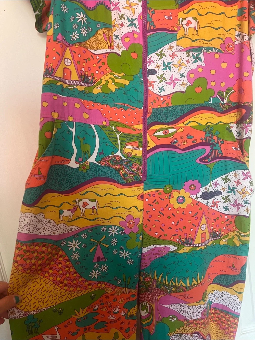 Blue Platypus psychedelic Printed Short-Sleeve Jumpsuit - Multicolor - Picture 3 of 4